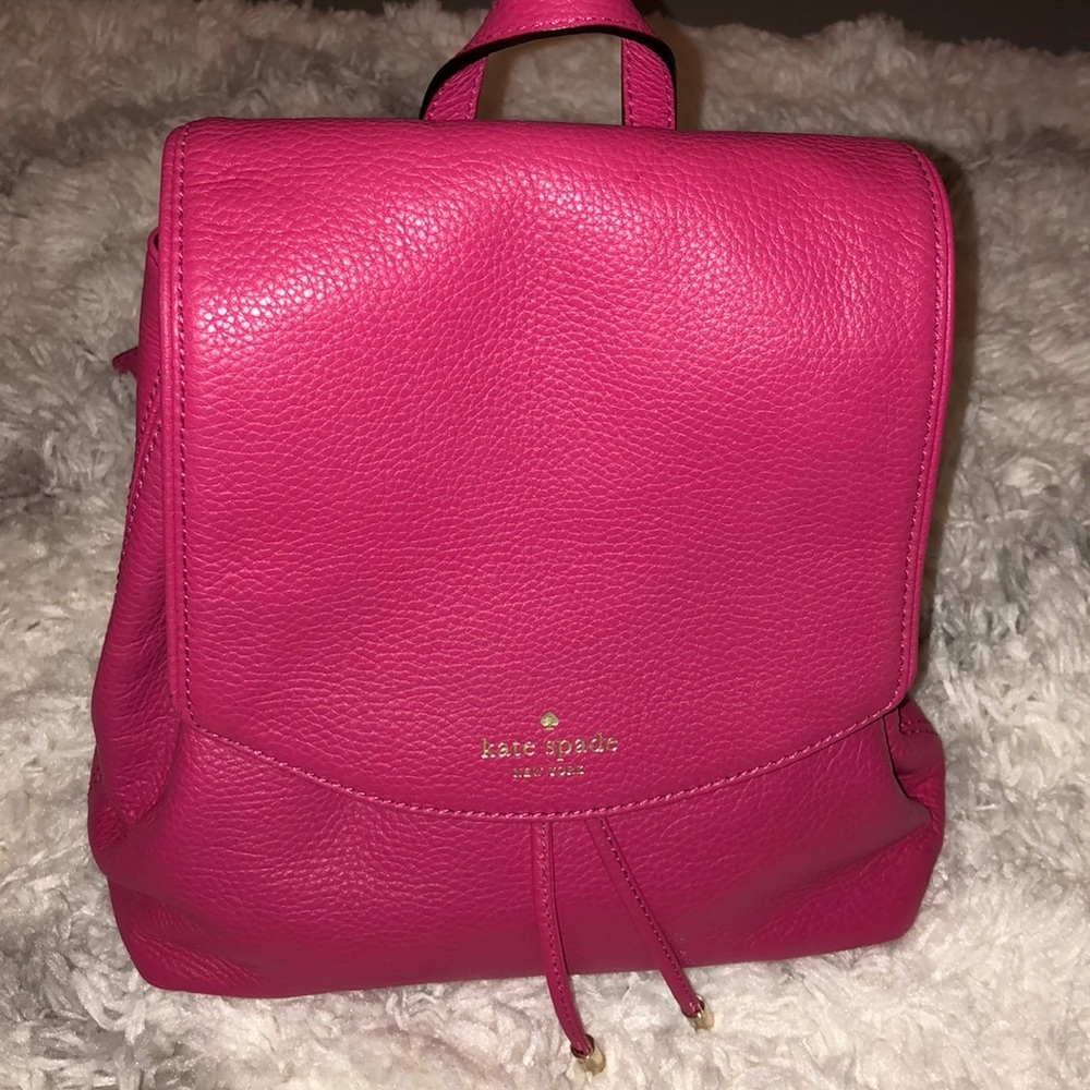 LIKE NEW Kate Spade hot pink leather backpack💘✨